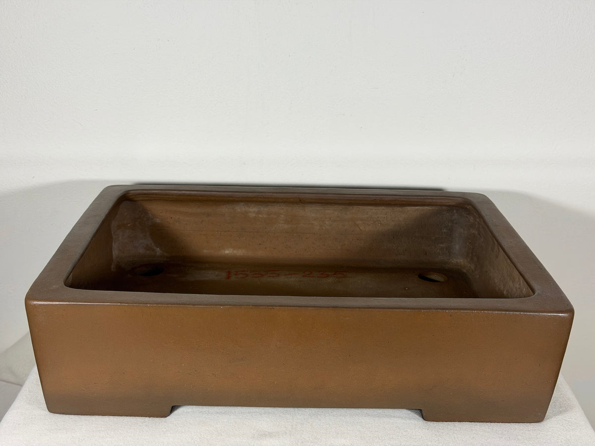 Preowned Japanese Tokoname Unglazed Rectangular Bonsai Pot Kizan - 15” By 11.5”