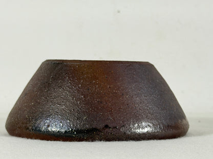 Preowned Japanese Tokoname Unglazed Round Bonsai Pot with Stamps - 5” By 2”