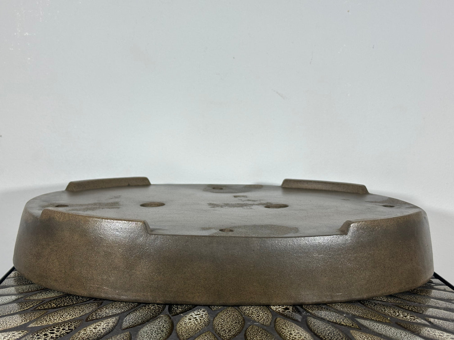 Preowned Japanese Tokoname Oval Bonsai Pot with Stamps - 16.25” By 11.5”