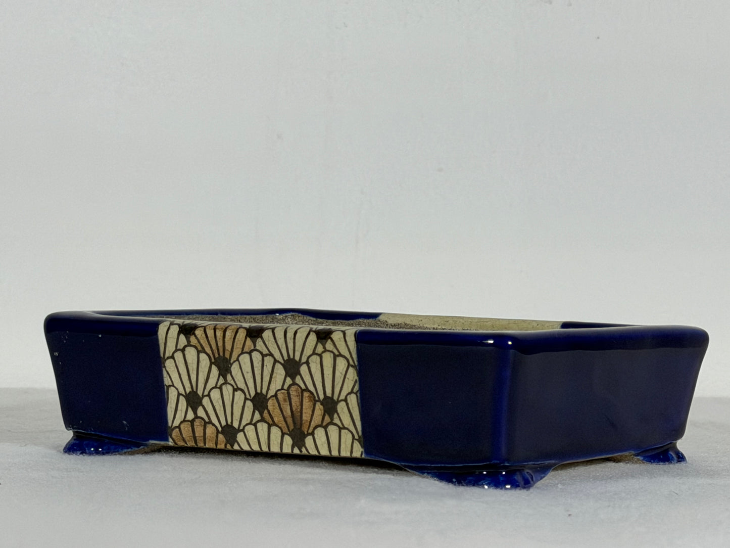 Preowned Japanese Tokoname Glazed Rectangular Bonsai Pot Satomi - 6.25” By 4.5”