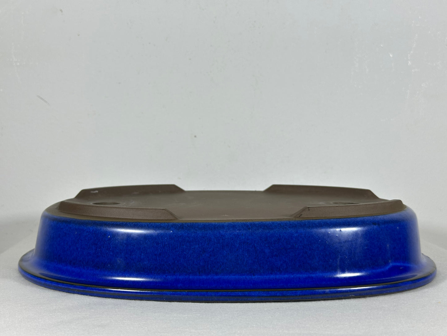 Preowned Japanese Tokoname Glazed Shallow Oval Bonsai Pot - 13.25” By 10.5”