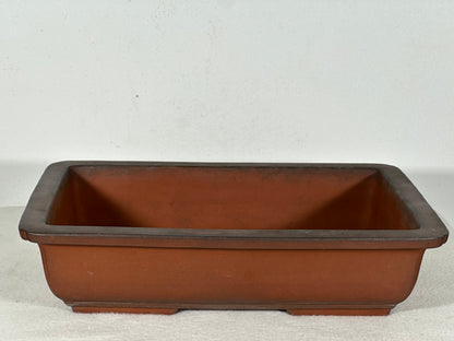 Preowned Japanese Tokoname Unglazed Rectangular Bonsai Pot - 11.5” By 7.75”