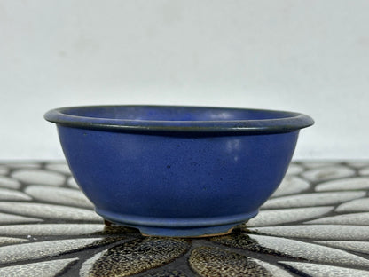 Preowned Japanese Tokoname Glazed Round Bonsai Pot with Stamps - 3 3/8” By 1 3/8”