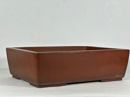 Preowned Japanese Tokoname Unglazed Rectangular Bonsai Pot - 10.5” By 8.25”