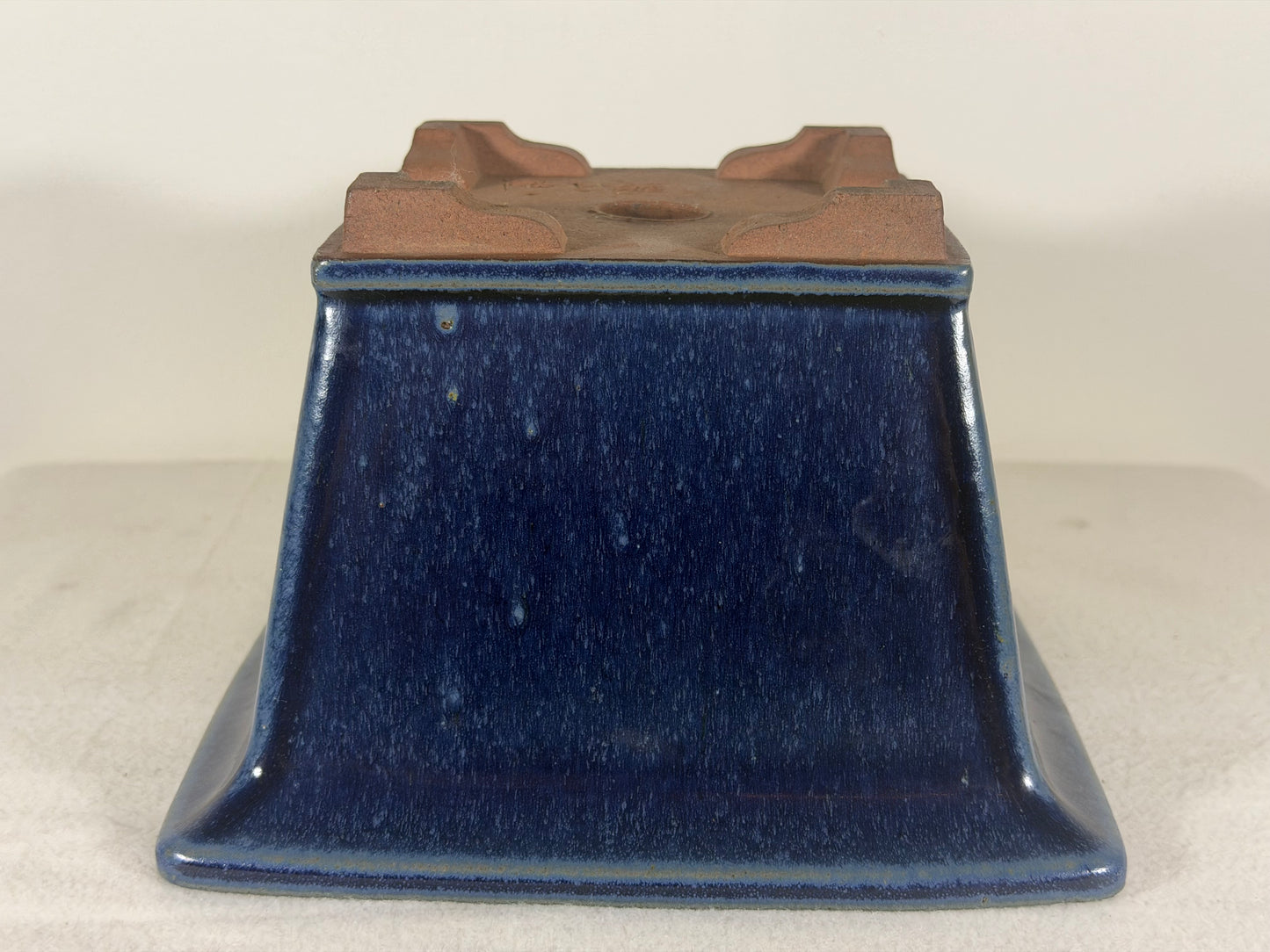 Preowned Japanese Tokoname Glazed Square Bonsai Pot Youzan - 7.75” By 5.25”