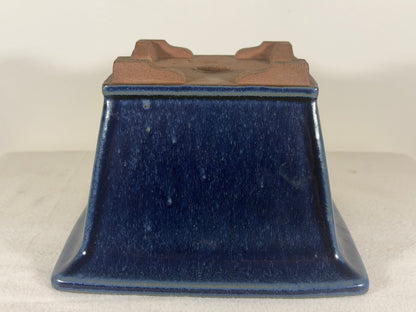 Preowned Japanese Tokoname Glazed Square Bonsai Pot Youzan - 7.75” By 5.25”