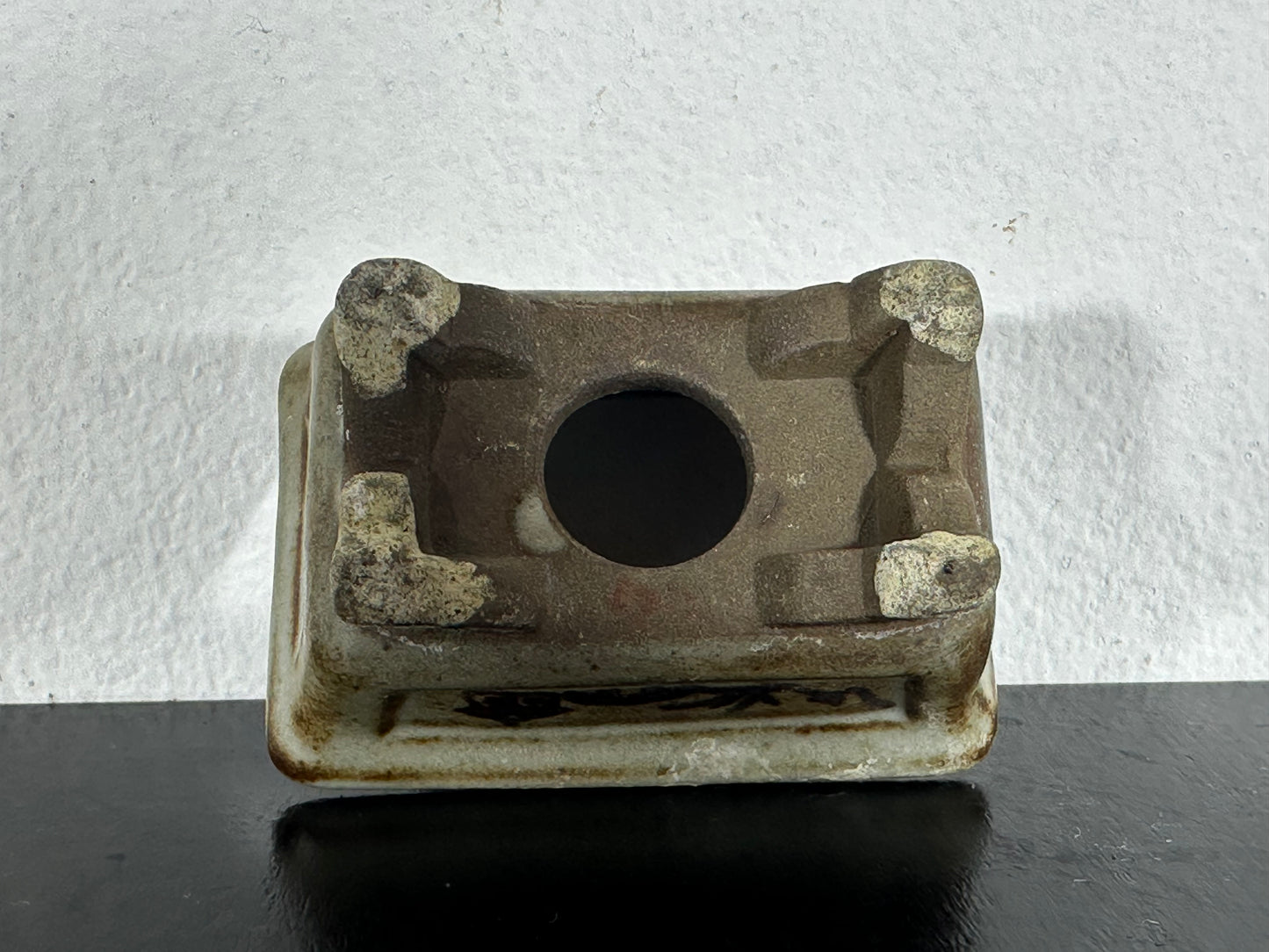Preowned Japanese Tokoname Rectangular Bonsai Pot Tosui - 2.25” By 1.5”