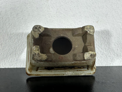 Preowned Japanese Tokoname Rectangular Bonsai Pot Tosui - 2.25” By 1.5”