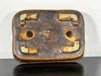 Preowned Vintage Japanese Tokoname Glazed Rectangular Shallow Bonsai Pot Mutou - 1.75” By 1.25”