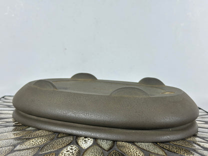 Preowned Vintage Japanese Tokoname Unglazed Bag Style Bonsai Pot Yamaaki - 11.5” By 8”