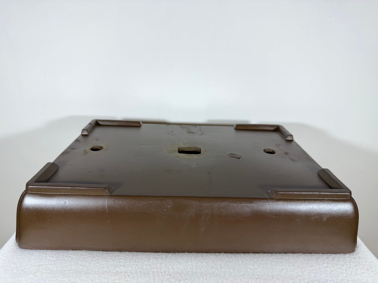 Preowned Japanese Tokoname Unglazed Rectangular Bonsai Pot Ogawa - 15.75” By 11”