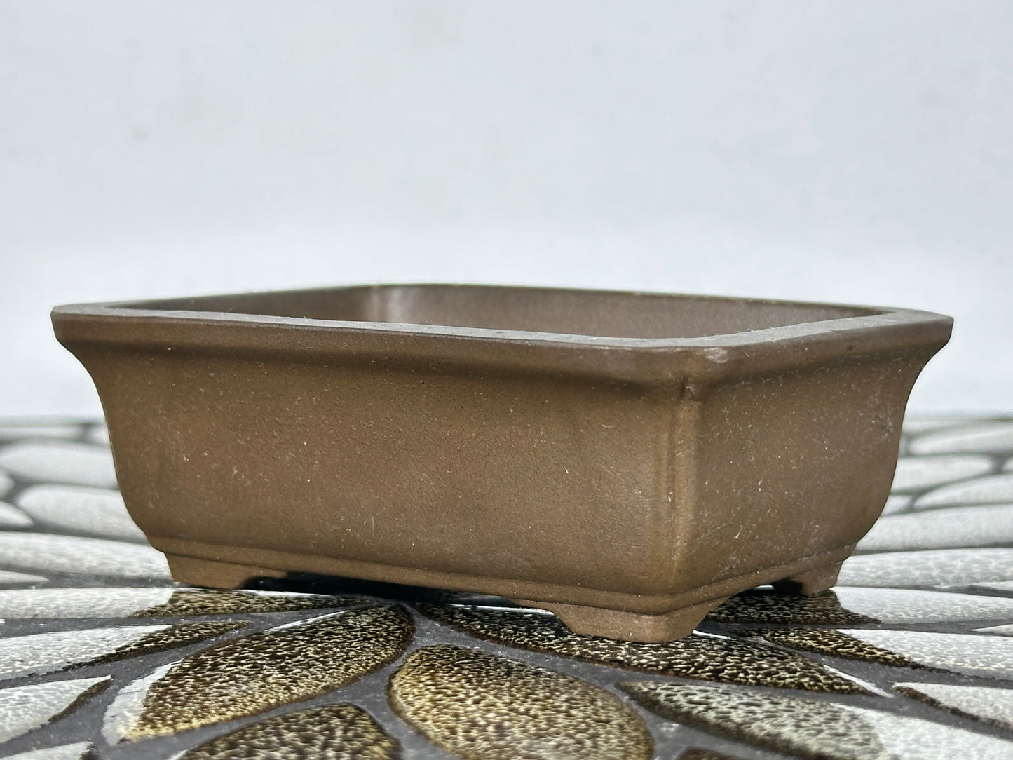 Preowned Japanese Tokoname Unglazed Rectangular Bonsai Pot - 4” By 3”