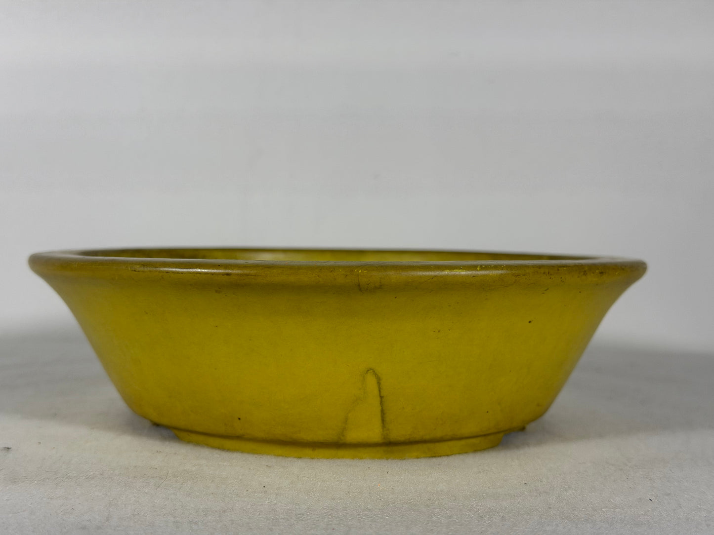 Preowned Japanese Tokoname Glazed Round Bonsai Pot Aiba Koyo - 7.5” By 2 1/8”