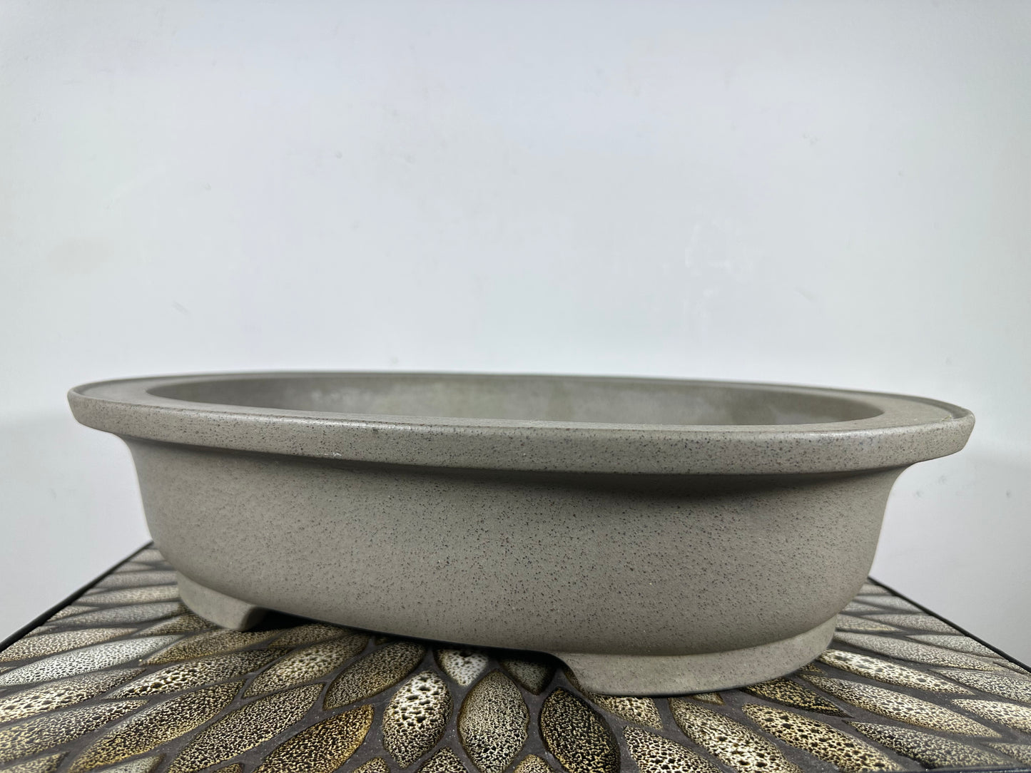 Preowned Japanese Tokoname Unglazed Oval Bonsai Pot Seizan - 16.5” By 13.35”