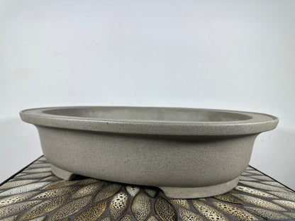 Preowned Japanese Tokoname Unglazed Oval Bonsai Pot Seizan - 16.5” By 13.35”