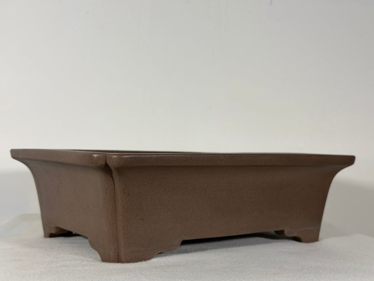 Preowned Japanese Tokoname Unglazed Rectangular Bonsai Pot Keizan - 12” By 9.25”