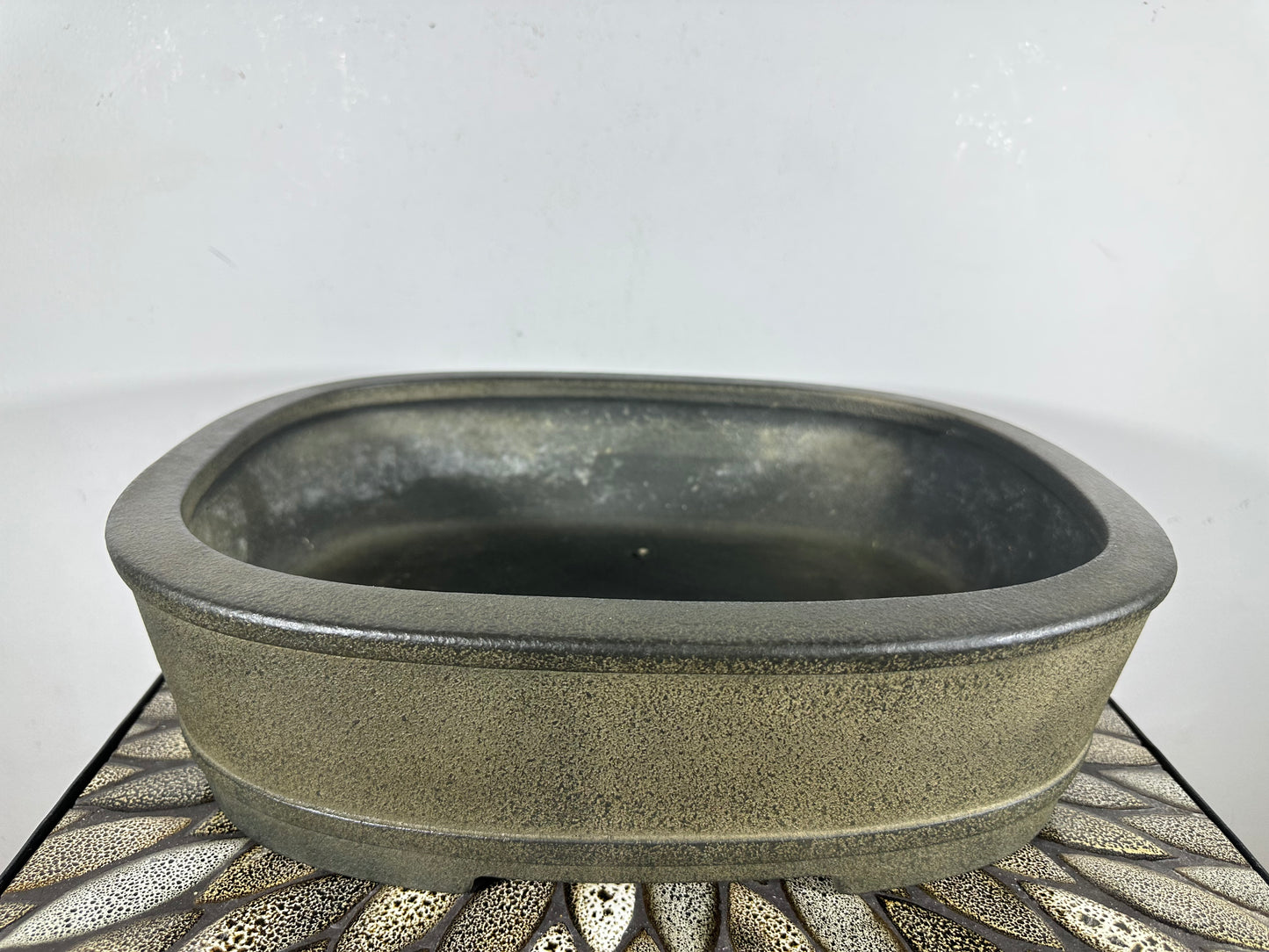 Preowned Vintage Japanese Tokoname Unglazed Oval Bonsai Pot Koyo - 14.5” By 11”
