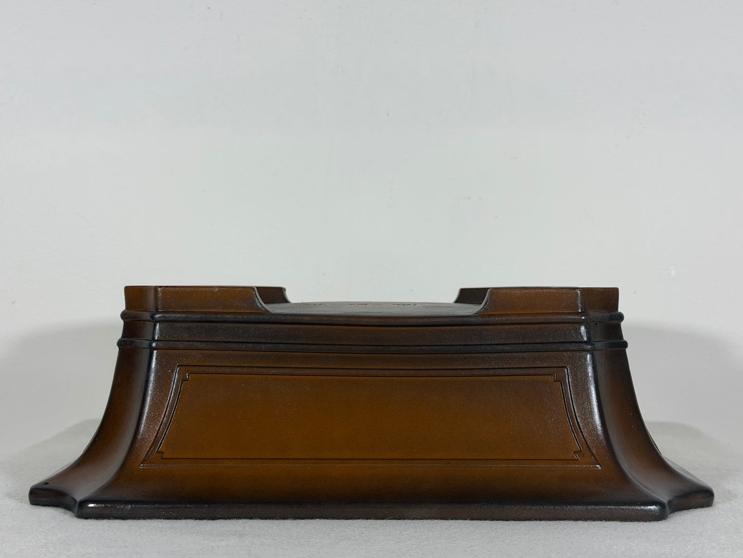 Preowned Japanese Tokoname Unglazed Rectangular Bonsai Pot Bigei - 12” By 9.25”