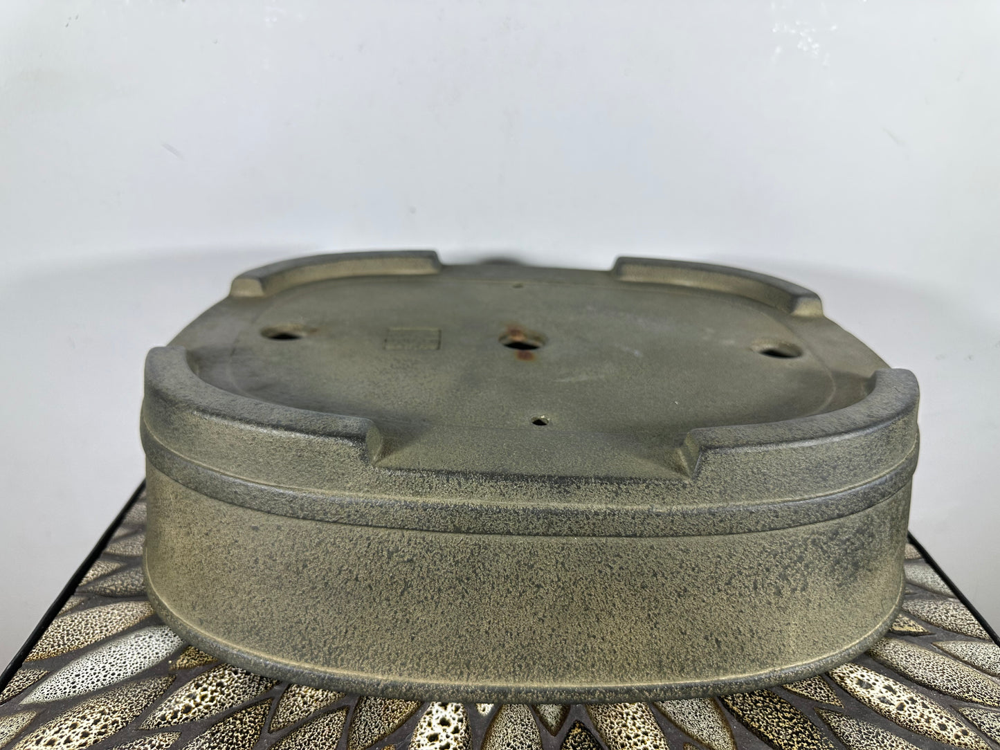 Preowned Vintage Japanese Tokoname Unglazed Oval Bonsai Pot Koyo - 14.5” By 11”