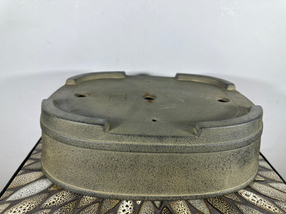 Preowned Vintage Japanese Tokoname Unglazed Oval Bonsai Pot Koyo - 14.5” By 11”