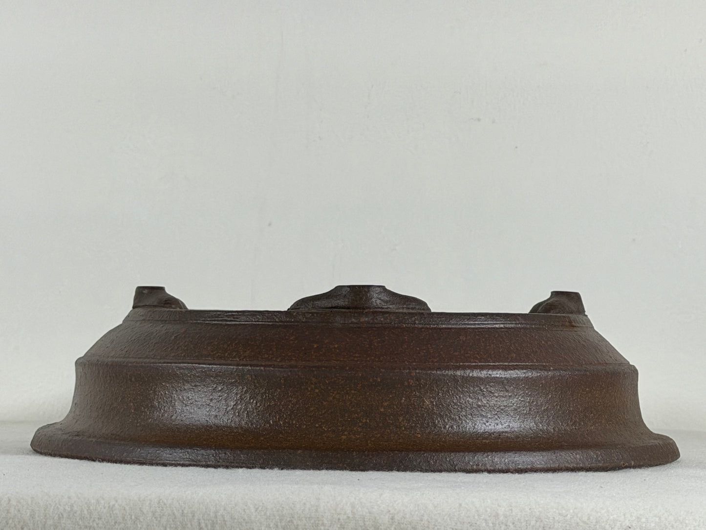Preowned Japanese Tokoname Unglazed Round Bonsai Pot Mazan Terahata - 10.25” By 2.5”