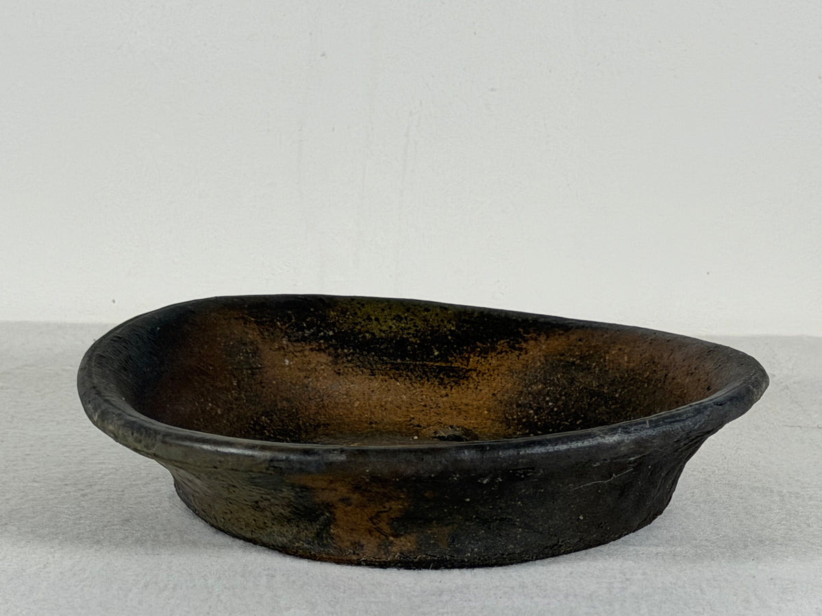 Preowned Japanese Tokoname Glazed Nanban Style Bonsai Pot - 7.75” By 1.75”