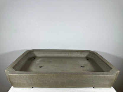 Preowned Japanese Tokoname Unglazed Rectangular Shallow Bonsai Pot Seizan - 19” By 13”
