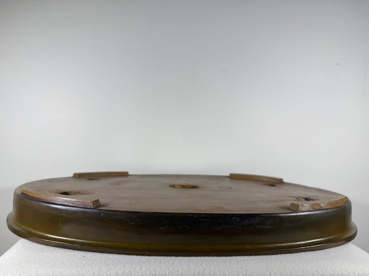 Preowned Japanese Tokoname Glazed Shallow Oval Bonsai Pot Hisyoku - 22” By 14.5”