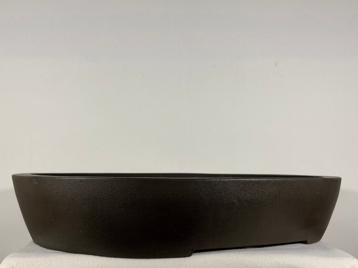 Preowned Japanese Tokoname Unglazed Oval Bonsai Pot Yamaaki - 19.75” x 16.25” x 3.75”