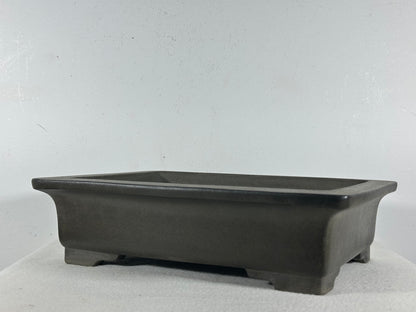 Preowned Japanese Tokoname Unglazed Rectangular Bonsai Pot Seizan - 12.75” By 9.5”