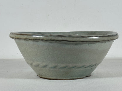 Preowned Japanese Tokoname Glazed Round Bonsai Pot with Patina - 6.5” By 2.75”
