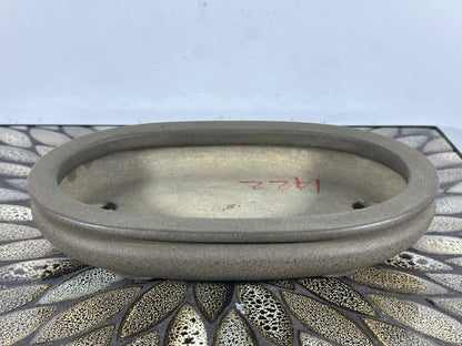 Preowned Vintage Japanese Tokoname Unglazed Bag Style Bonsai Pot Yamaaki - 10” By 6.5”
