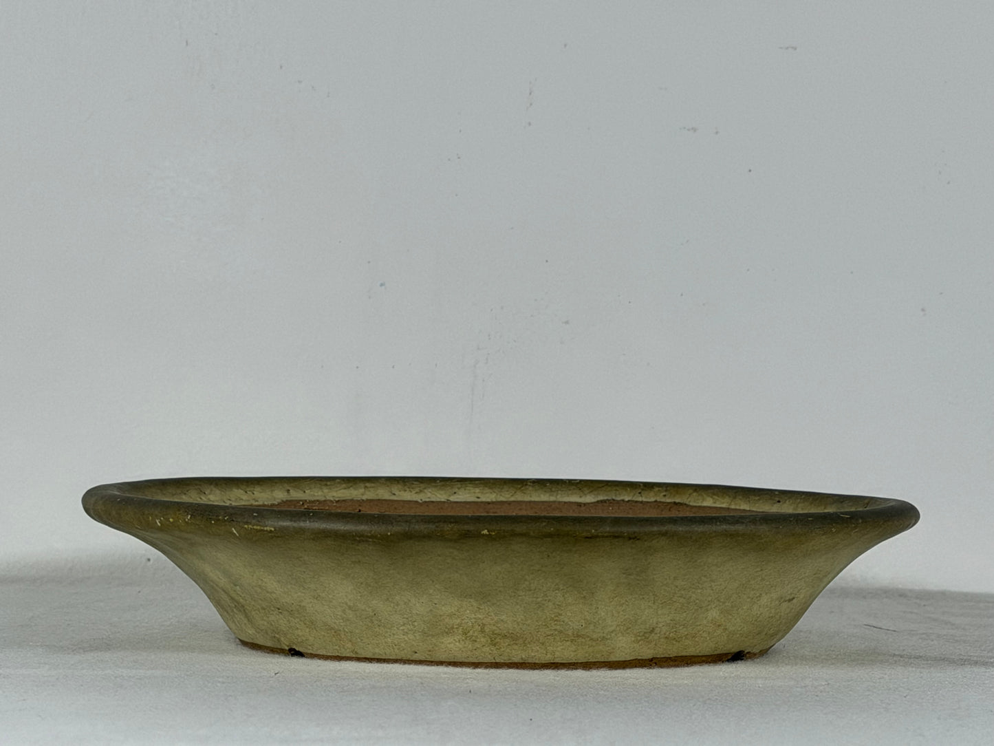 Preowned Japanese Tokoname Glazed Nanban Style Bonsai Pot Yamafusa - 8.75” By 1.5”