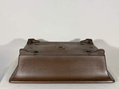 Preowned Japanese Tokoname Unglazed Rectangular Bonsai Pot Yuuji Nakano - 14.5” By 11.75”
