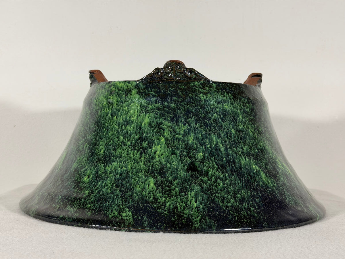 New Japanese Tokoname Glazed Round Bonsai Pot Syuhou Yoshimura - 13.5” By 5.75”
