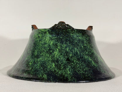 New Japanese Tokoname Glazed Round Bonsai Pot Syuhou Yoshimura - 13.5” By 5.75”