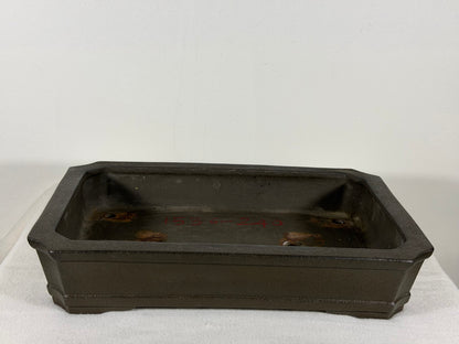Preowned Japanese Tokoname Unglazed Rectangular Bonsai Pot Yamaaki - 13” By 8.75”