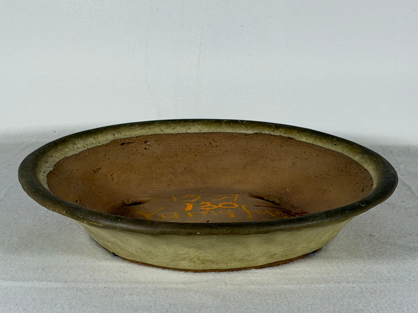 Preowned Japanese Tokoname Glazed Nanban Style Bonsai Pot Yamafusa - 8.75” By 1.5”