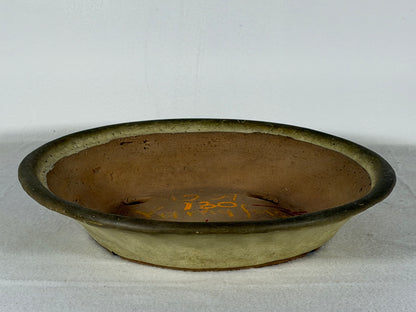 Preowned Japanese Tokoname Glazed Nanban Style Bonsai Pot Yamafusa - 8.75” By 1.5”