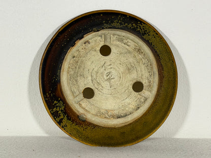 Preowned Japanese Tokoname Glazed Nanban Style Bonsai Pot Nihei - 5.75” By 1.25”