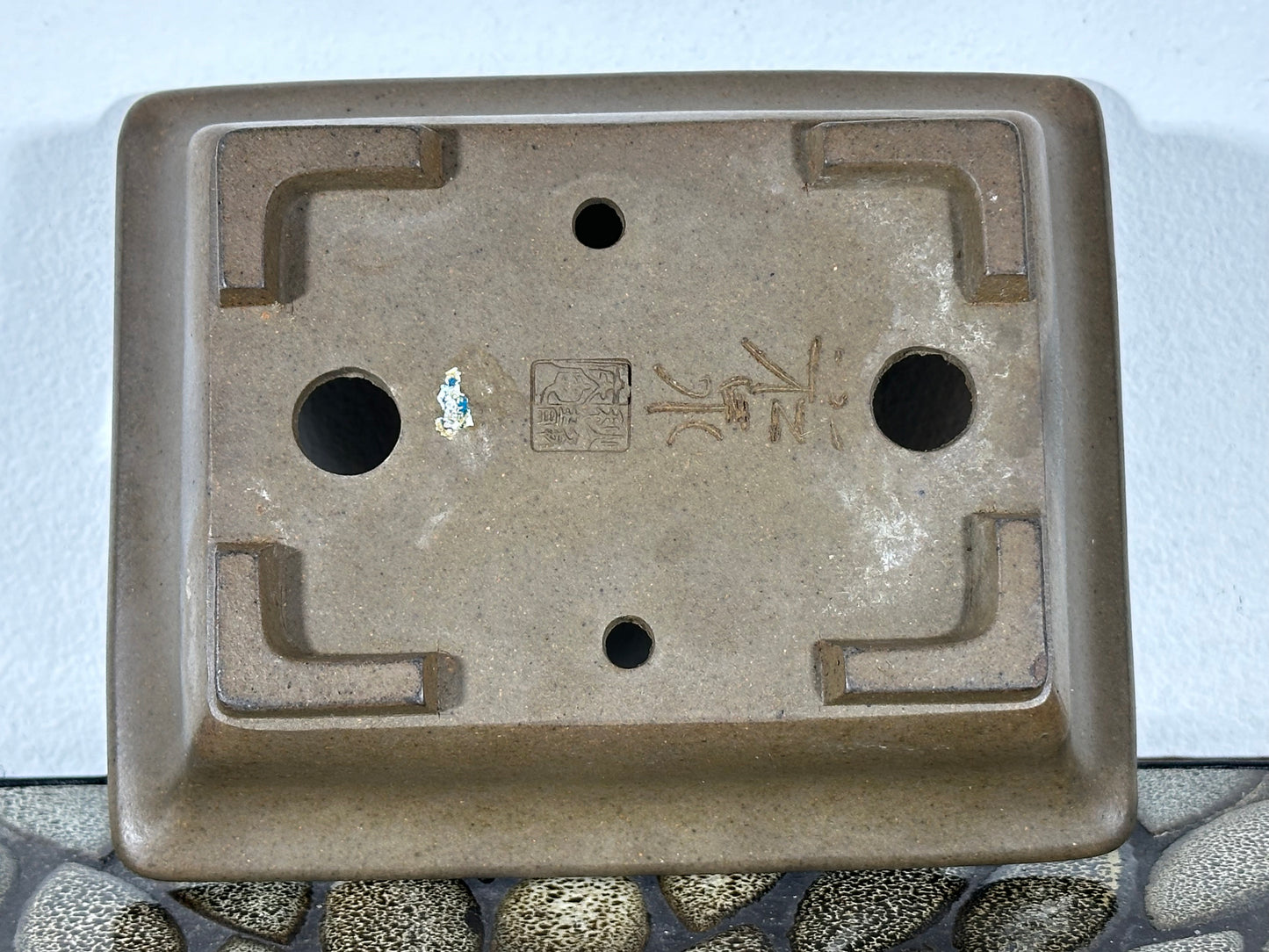 Preowned Vintage Japanese Tokoname Rectangular Bonsai Pot Kosyousen - 6 3/8” By 5 1/8”