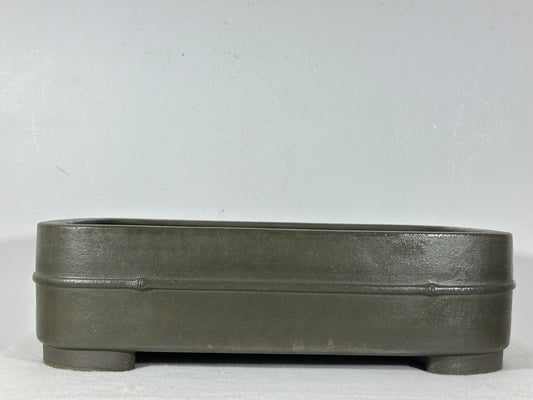 Preowned Japanese Tokoname Unglazed Rectangular Bonsai Pot Seizan - 13.75” By 9.75”