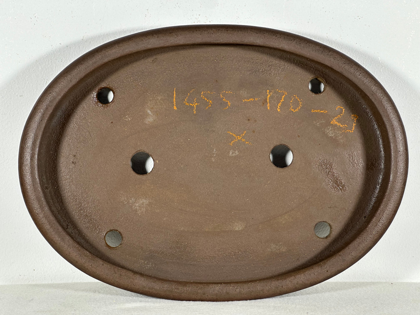 Preowned Japanese Tokoname Unglazed Oval Shallow Bonsai Pot Seizan - 12.5” By 9”