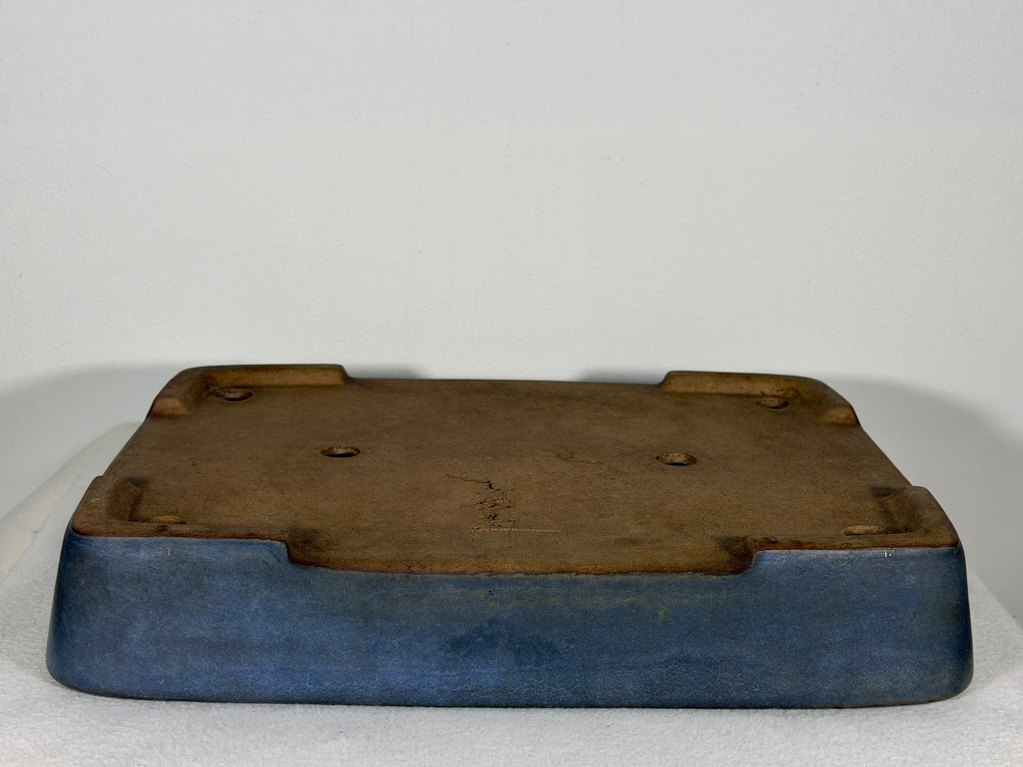 Preowned Japanese Tokoname Glazed Rectangular Bonsai Pot Yamafusa - 14” By 10.25”