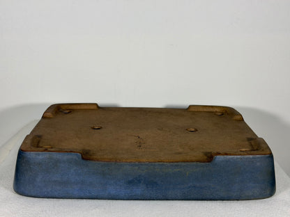 Preowned Japanese Tokoname Glazed Rectangular Bonsai Pot Yamafusa - 14” By 10.25”