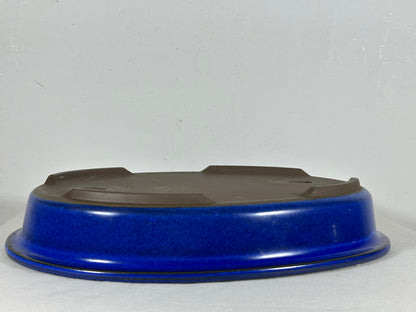 Preowned Japanese Tokoname Glazed Shallow Oval Bonsai Pot - 13.25” By 10.5”