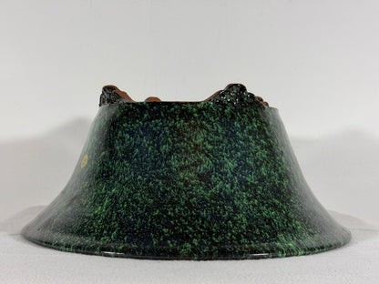 New Japanese Tokoname Glazed Round Bonsai Pot Syuhou Yoshimura - 12.75” By 5.75”