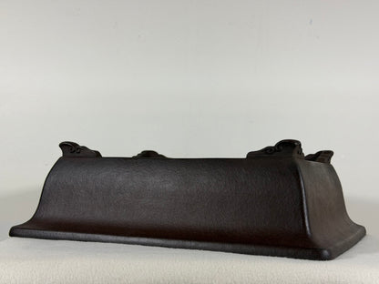 Preowned Japanese Tokoname Unglazed Rectangular Bonsai Pot Yamaaki - 13.5” By 11” By 4”