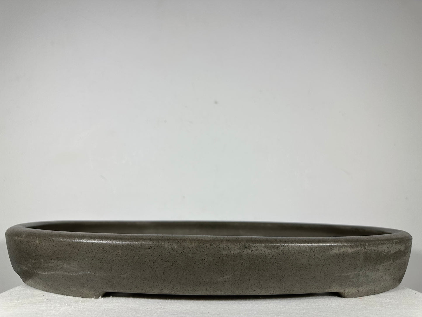 Preowned Japanese Tokoname Unglazed Oval Shallow Bonsai Pot Seizan - 20.75” By 14.75”