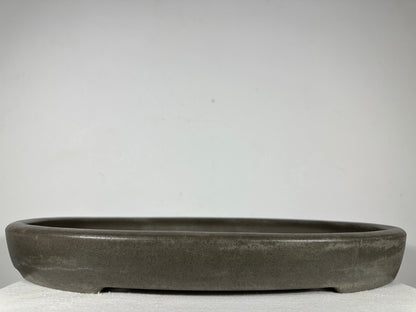 Preowned Japanese Tokoname Unglazed Oval Shallow Bonsai Pot Seizan - 20.75” By 14.75”